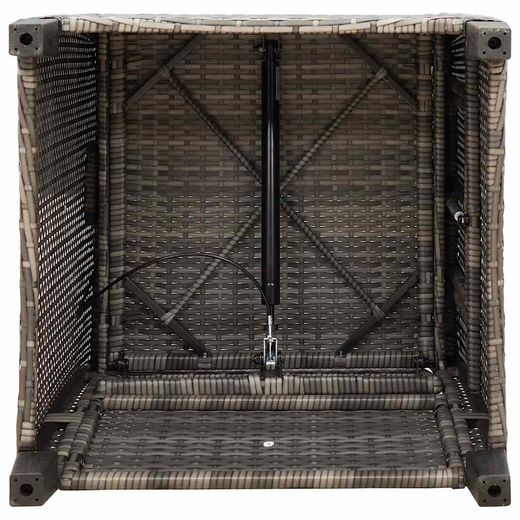 havestol med lænefunktion og sidebord polyrattan grå