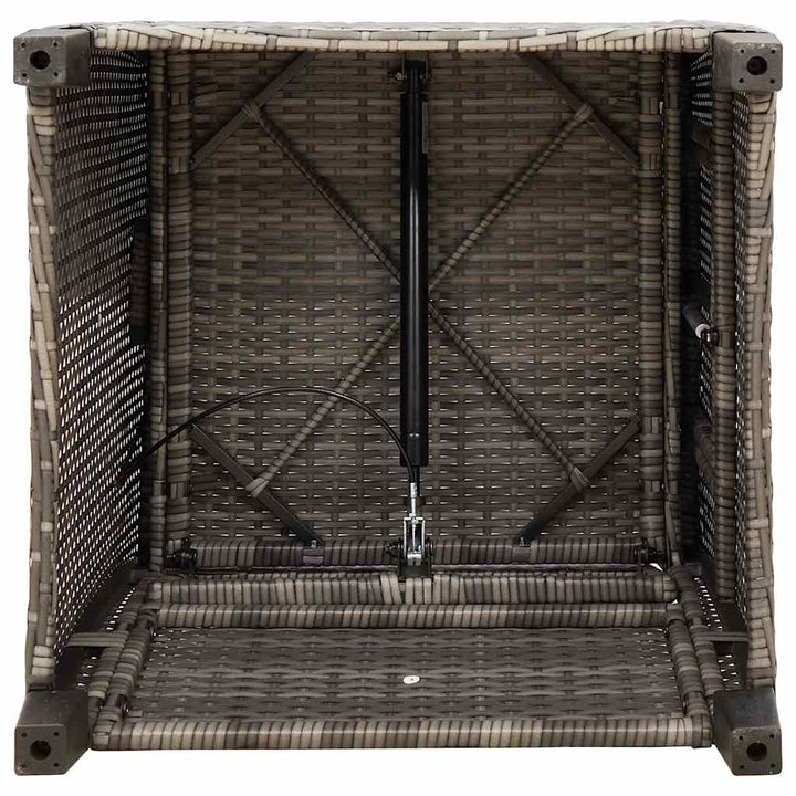 havestol med lænefunktion og sidebord polyrattan grå