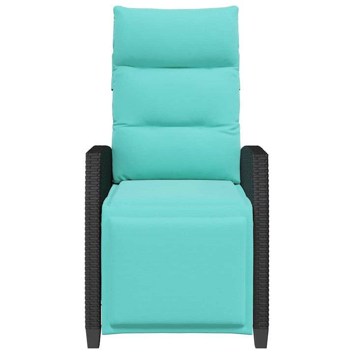 havestol med lænefunktion og sidebord polyrattan sort