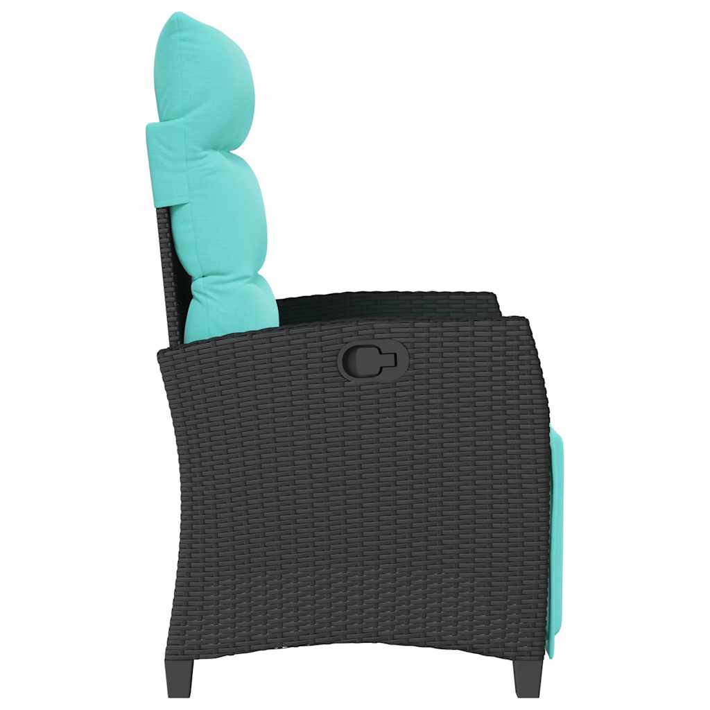 havestol med lænefunktion og sidebord polyrattan sort
