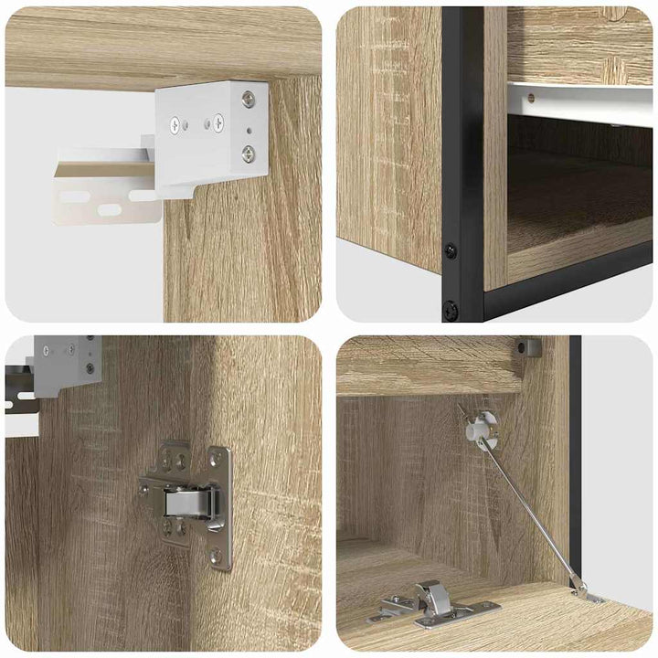 Badeværelsesmøbel sæt med hylde 5 pcs Beige Konstrueret træ