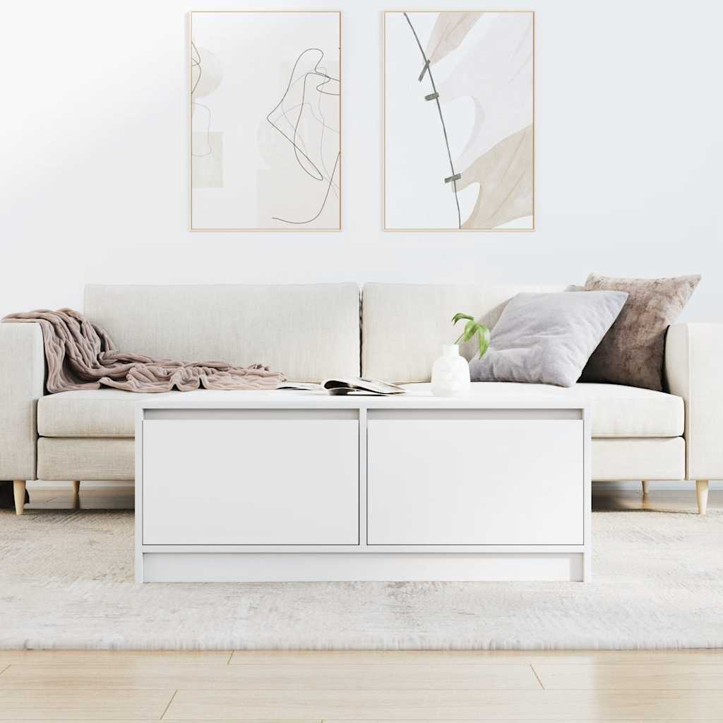 sofabord med skuffer 100x100x40 cm hvid