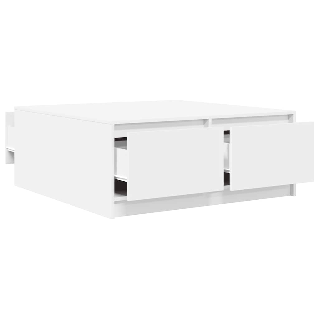 sofabord med skuffer 100x100x40 cm hvid