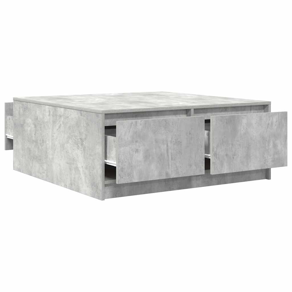 sofabord med skuffer 100x100x40 cm betongrå