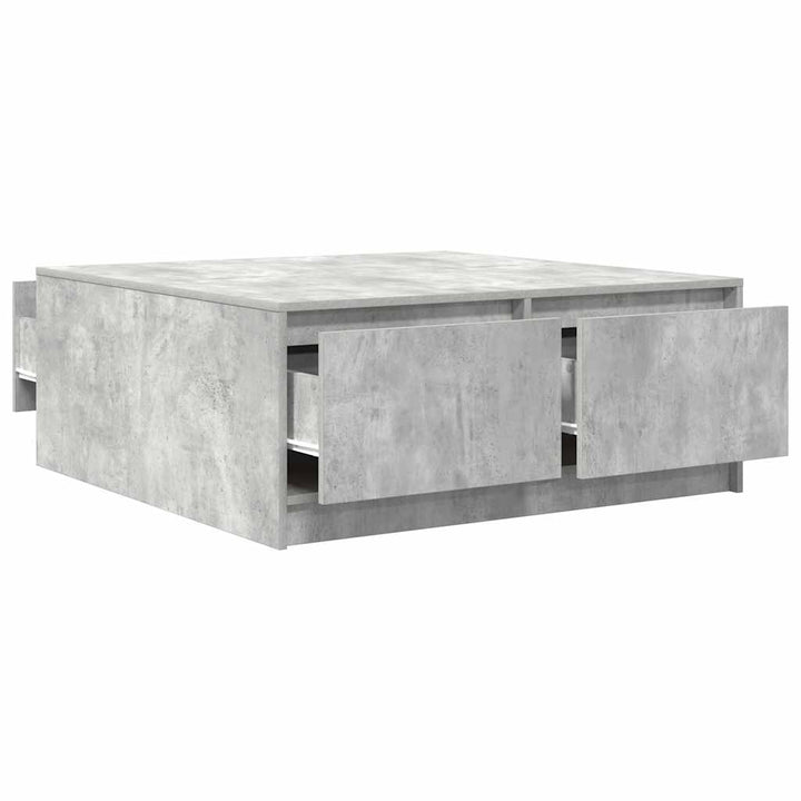 sofabord med skuffer 100x100x40 cm betongrå