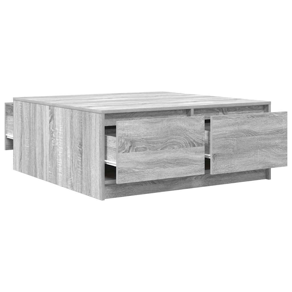 sofabord med skuffer 100x100x40 cm grå sonoma-eg