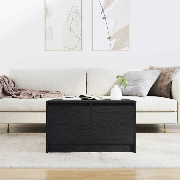 sofabord med skuffer 70,5x70x40 cm sort egetræsfarve