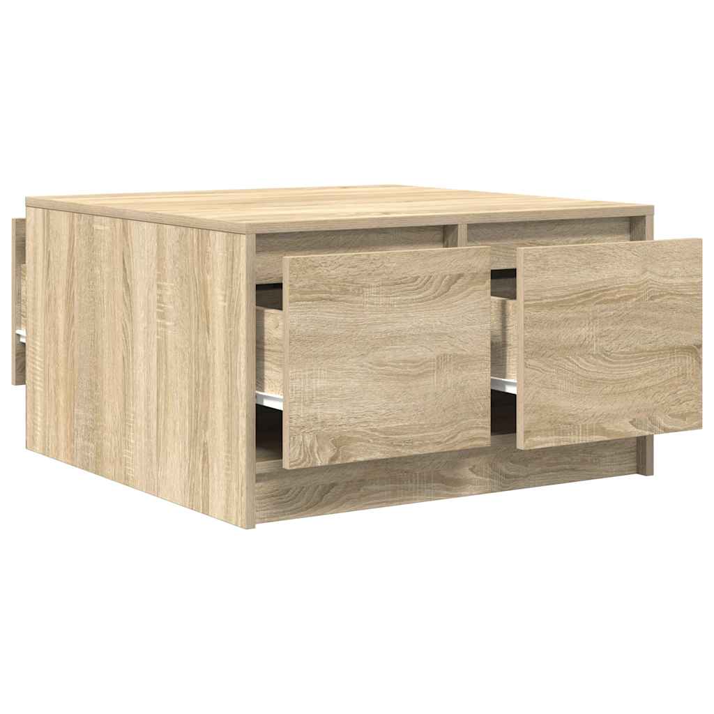 sofabord med skuffer 70,5x70x40 cm sonoma-eg