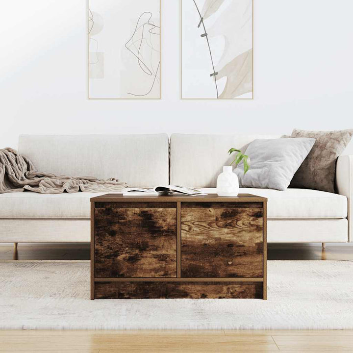 sofabord med skuffer 70,5x70x40 cm røget egetræsfarve