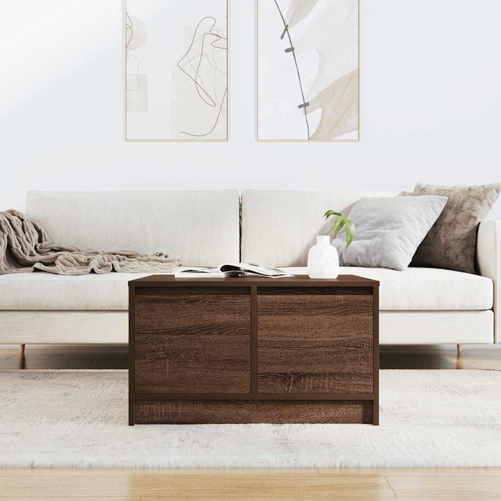 sofabord med skuffer 70,5x70x40 cm brun egetræsfarve