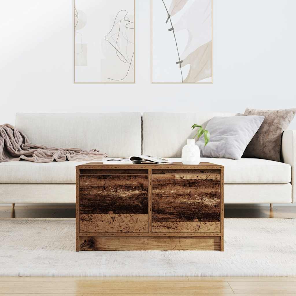 sofabord med skuffer 70,5x70x40 cm gammelt træ-look