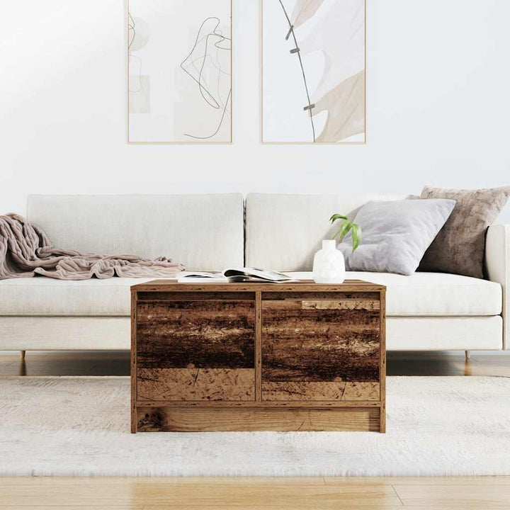 sofabord med skuffer 70,5x70x40 cm gammelt træ-look
