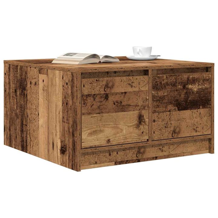 sofabord med skuffer 70,5x70x40 cm gammelt træ-look