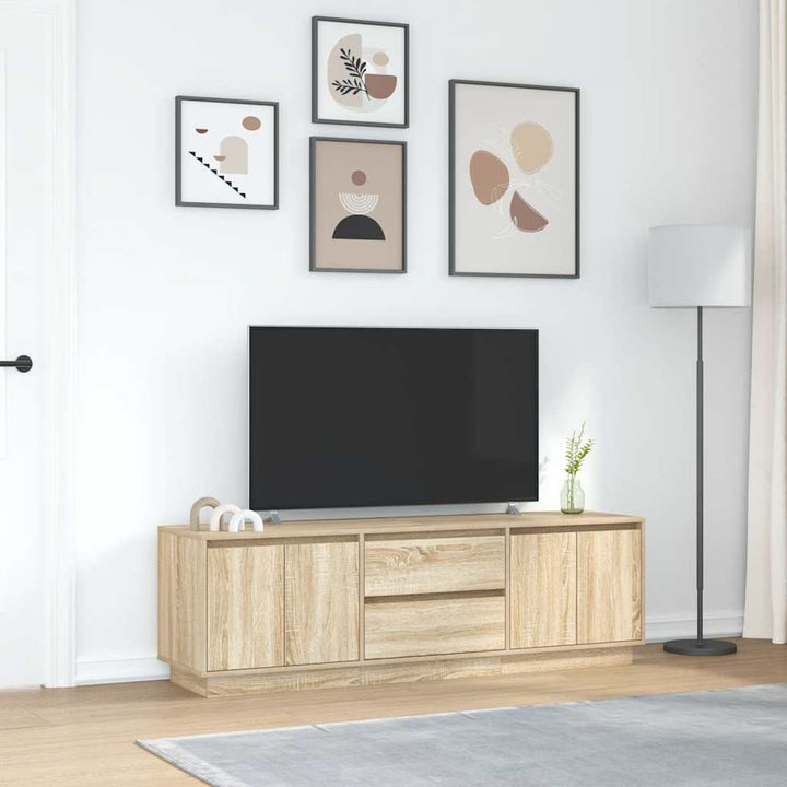 tv-bord med LED-lys 160,5x41x50 cm sonoma-eg