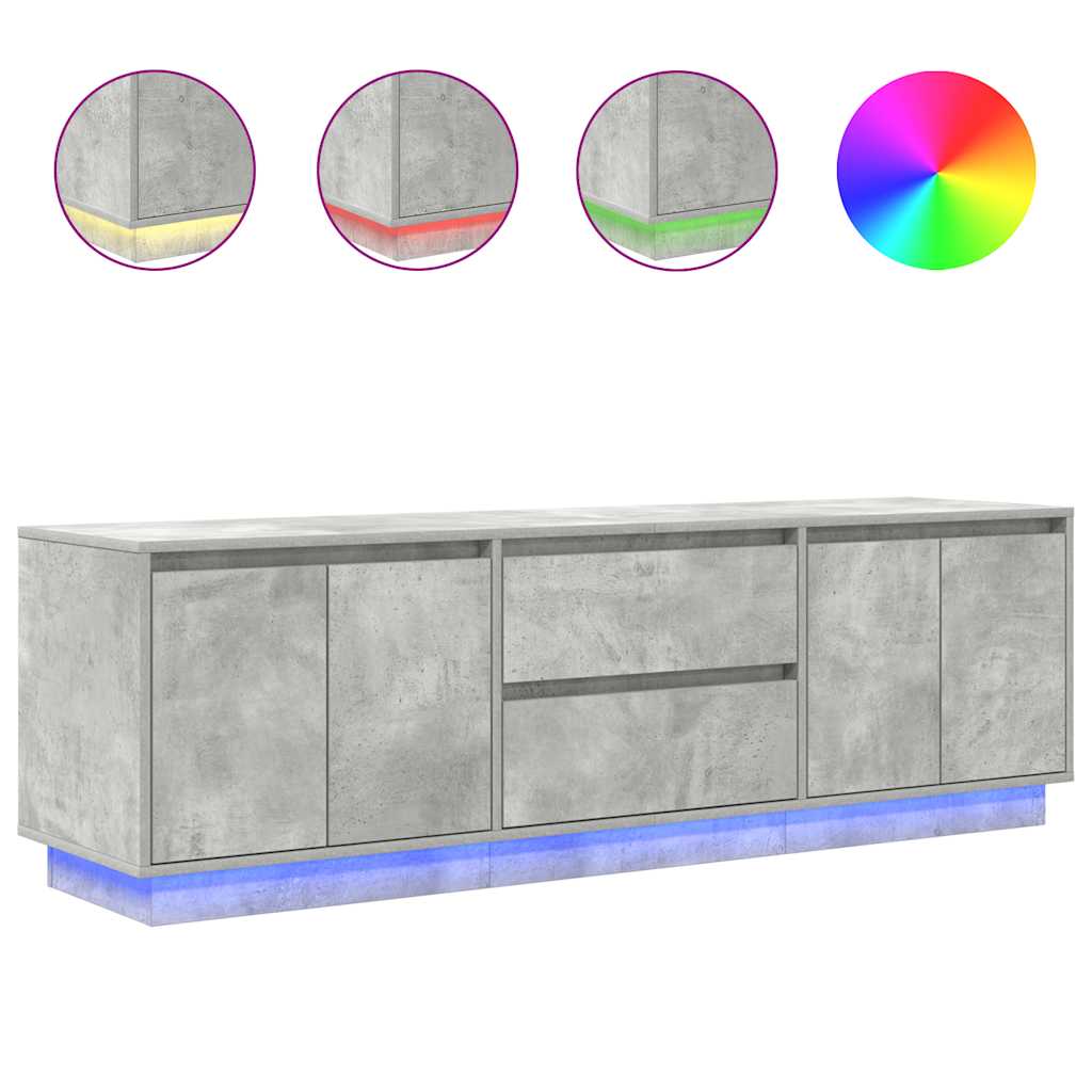 tv-bord med LED-lys 160,5x41x50 cm betongrå