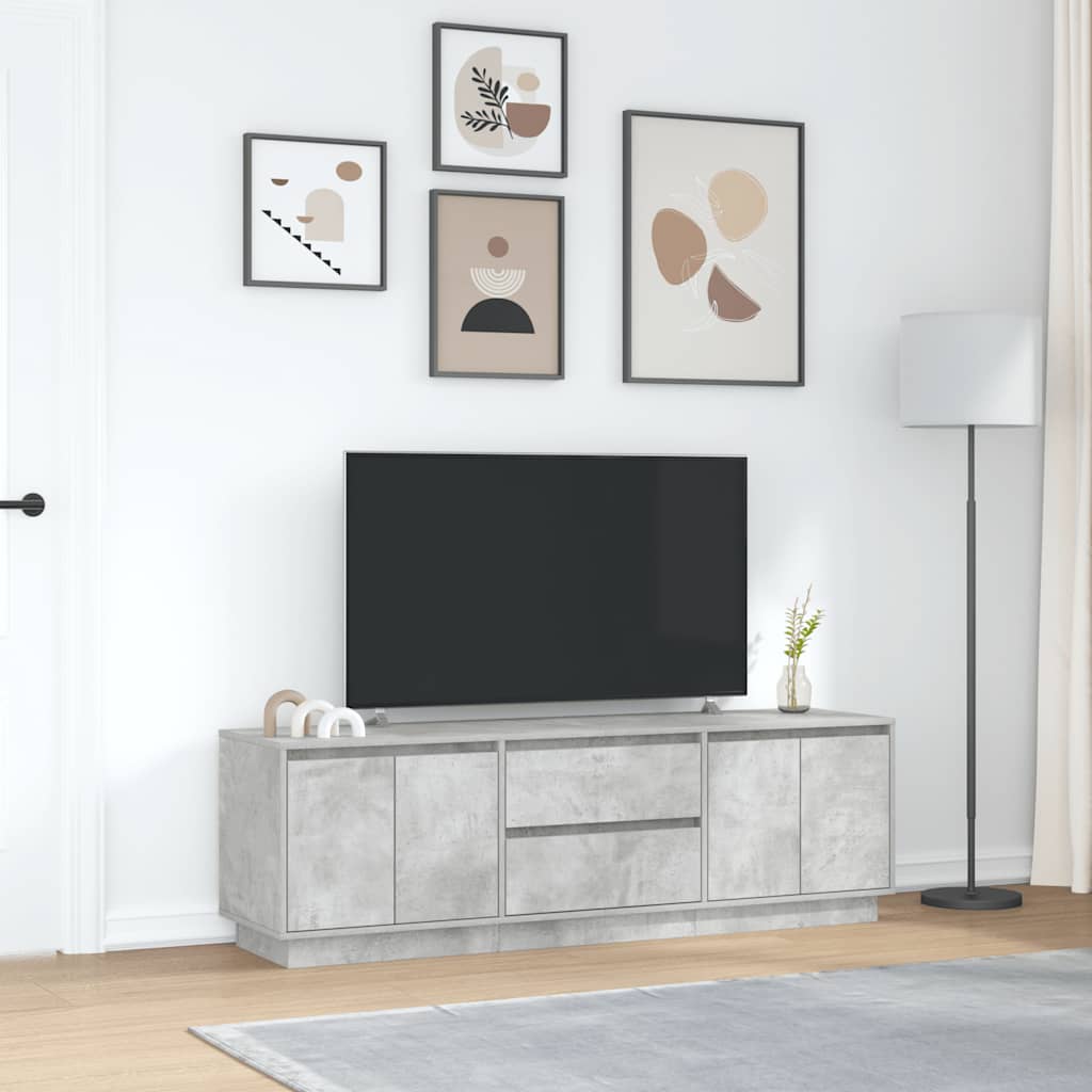tv-bord med LED-lys 160,5x41x50 cm betongrå