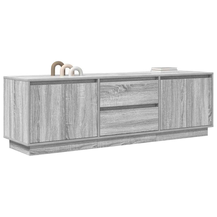 tv-bord med LED-lys 160,5x41x50 cm grå sonoma-eg