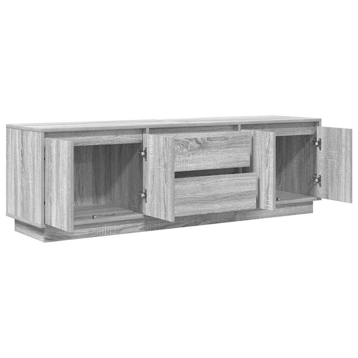 tv-bord med LED-lys 160,5x41x50 cm grå sonoma-eg