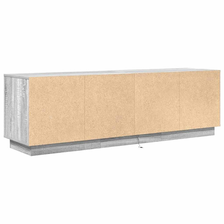tv-bord med LED-lys 160,5x41x50 cm grå sonoma-eg