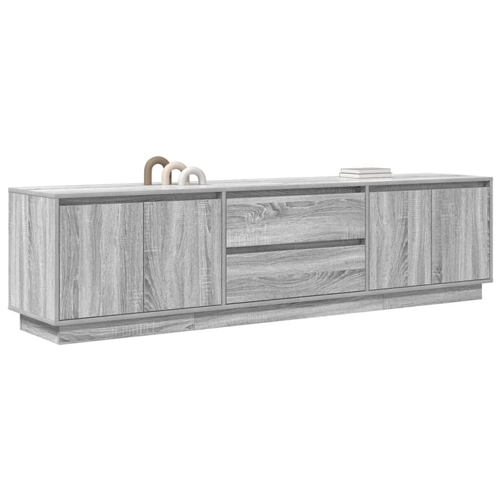 tv-bord med LED-lys 193,5x41x50 cm grå sonoma-eg