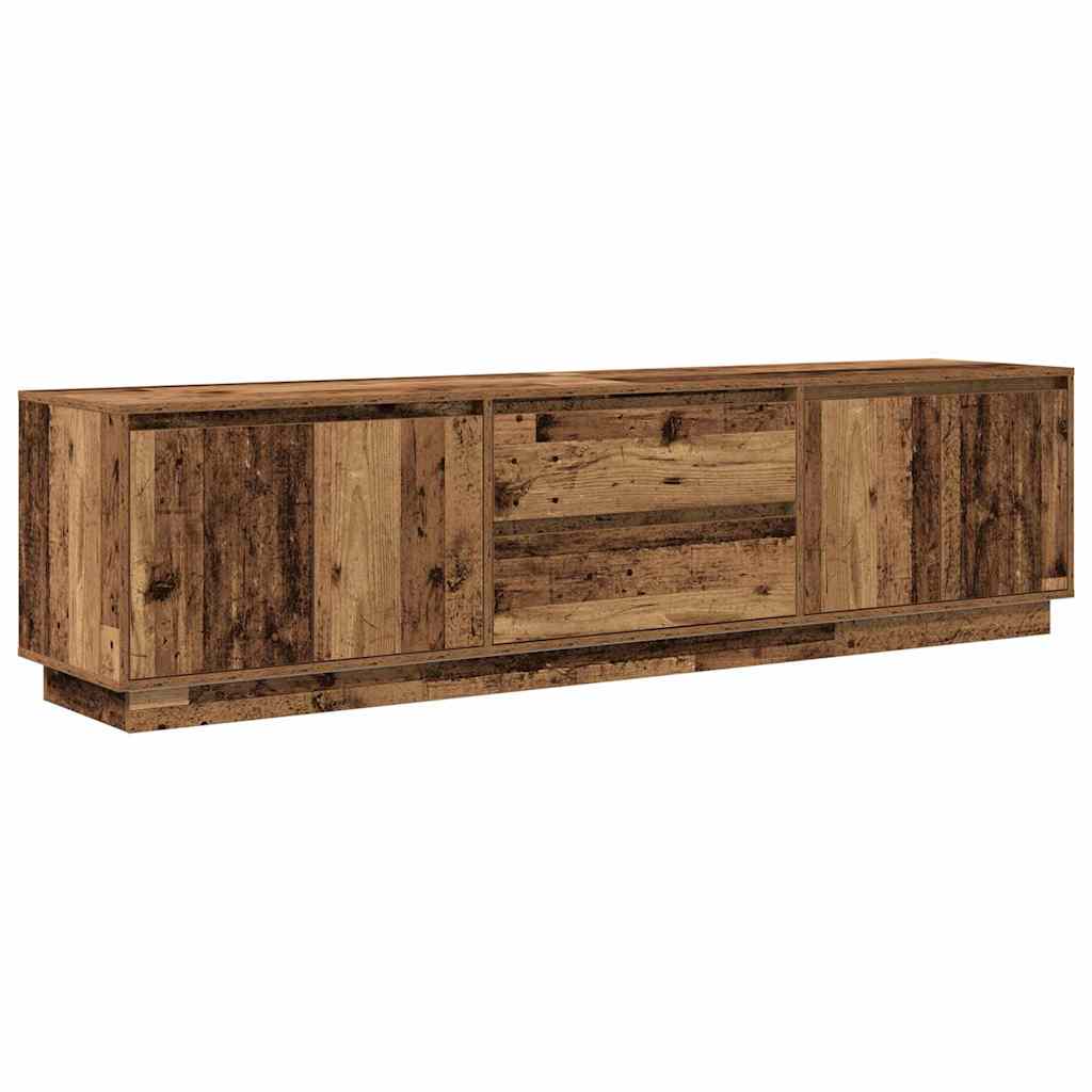 tv-bord med LED-lys 193,5x41x50 cm antikt træ