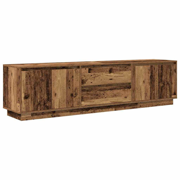 tv-bord med LED-lys 193,5x41x50 cm antikt træ