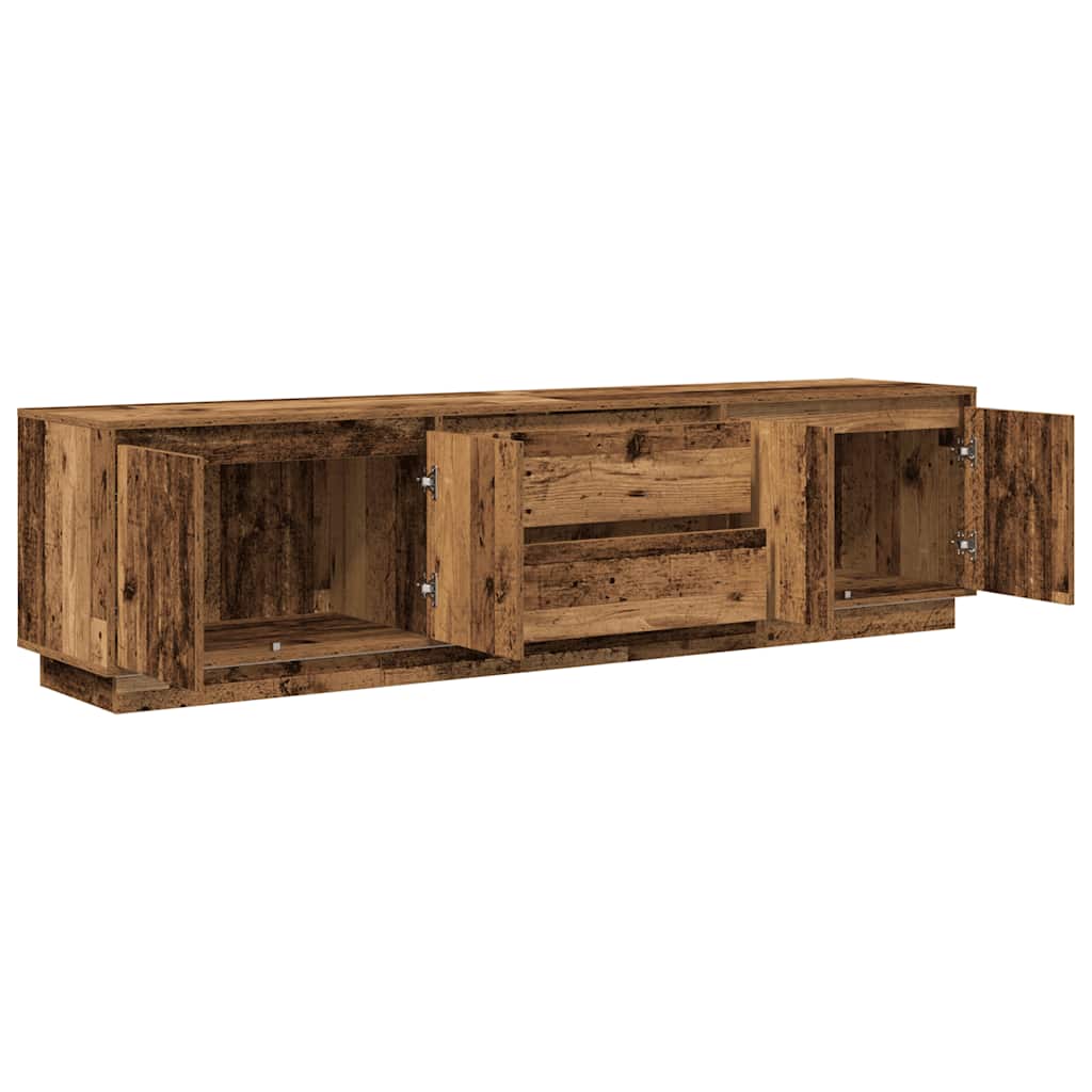 tv-bord med LED-lys 193,5x41x50 cm antikt træ