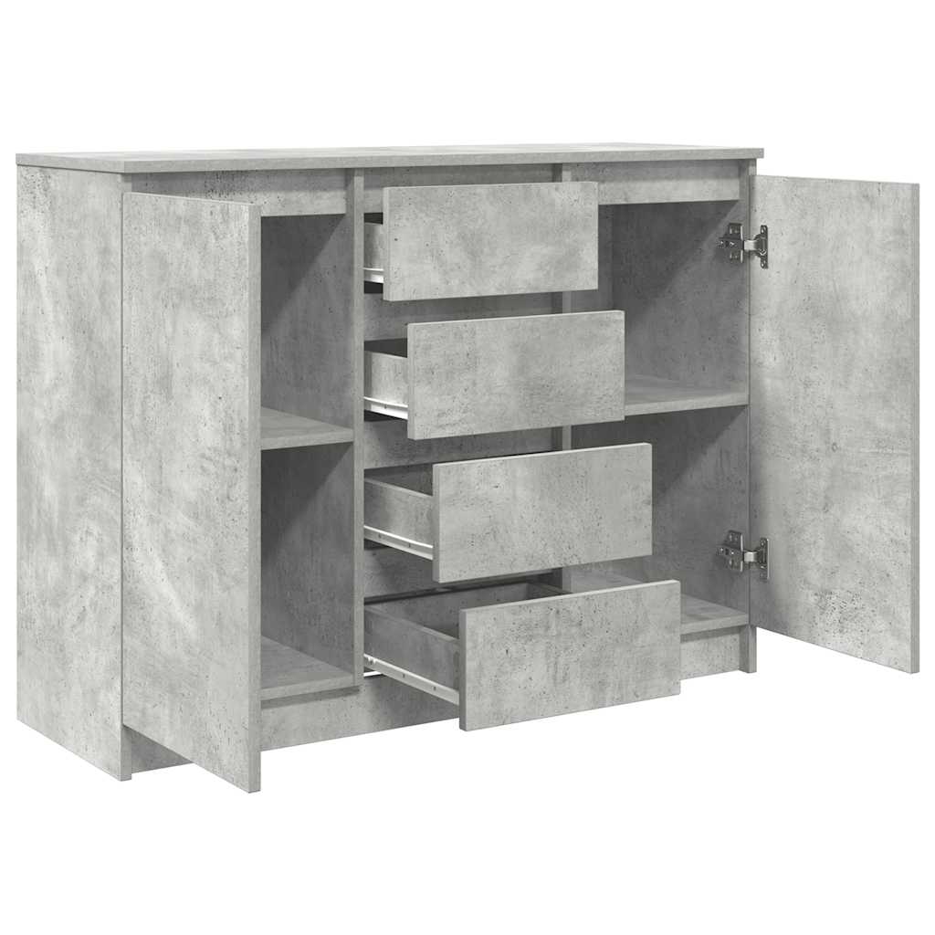 skænk med skuffer 100,5x35x76 cm konstrueret træ betongrå