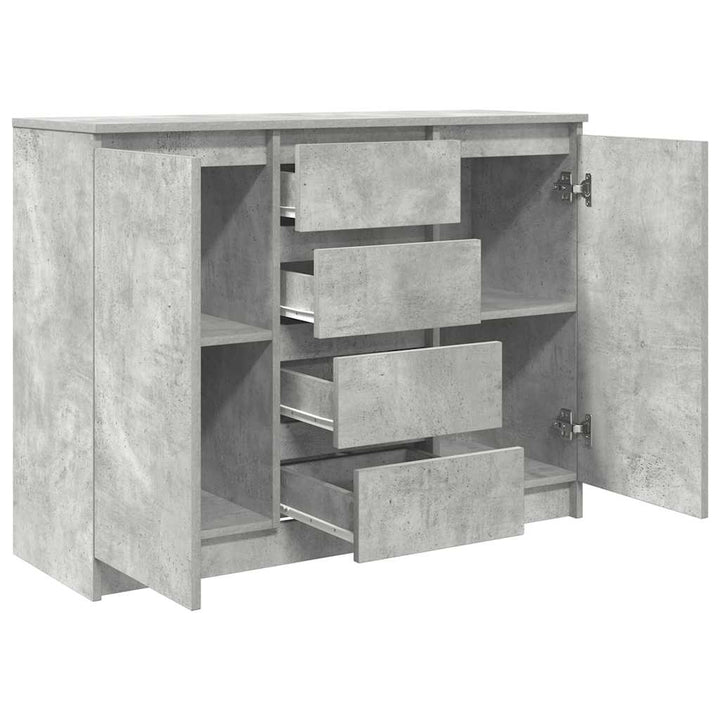 skænk med skuffer 100,5x35x76 cm konstrueret træ betongrå