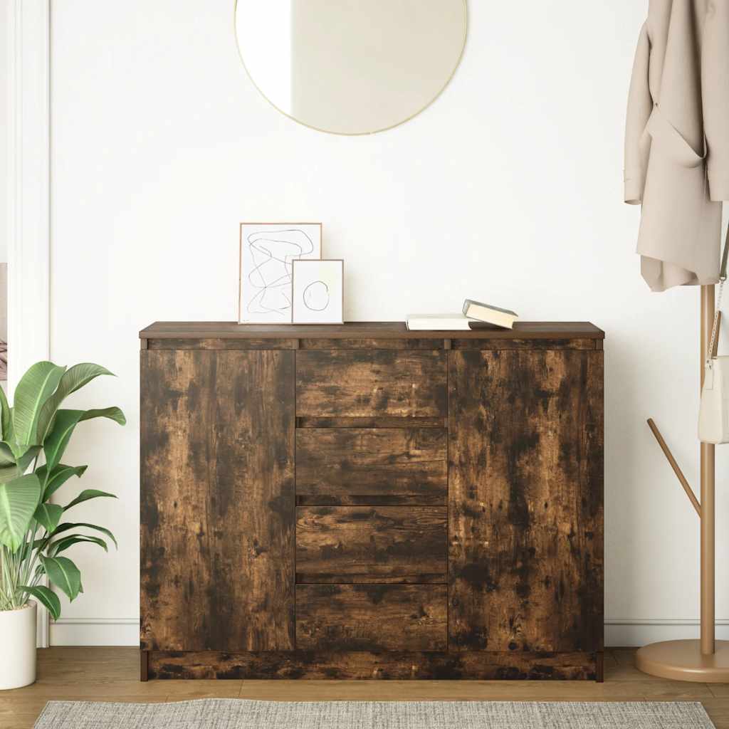 skænk med skuffer 100,5x35x76 cm konstrueret træ røget egetræ
