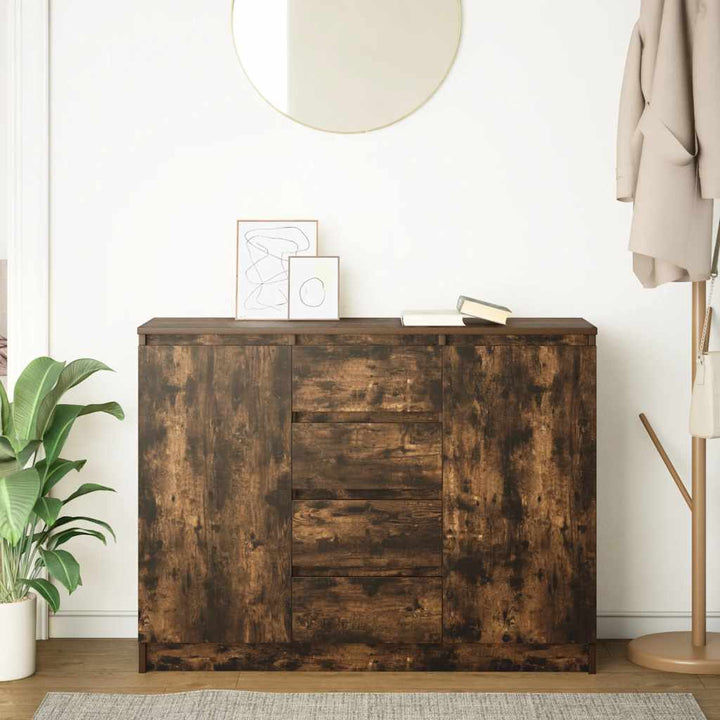 skænk med skuffer 100,5x35x76 cm konstrueret træ røget egetræ