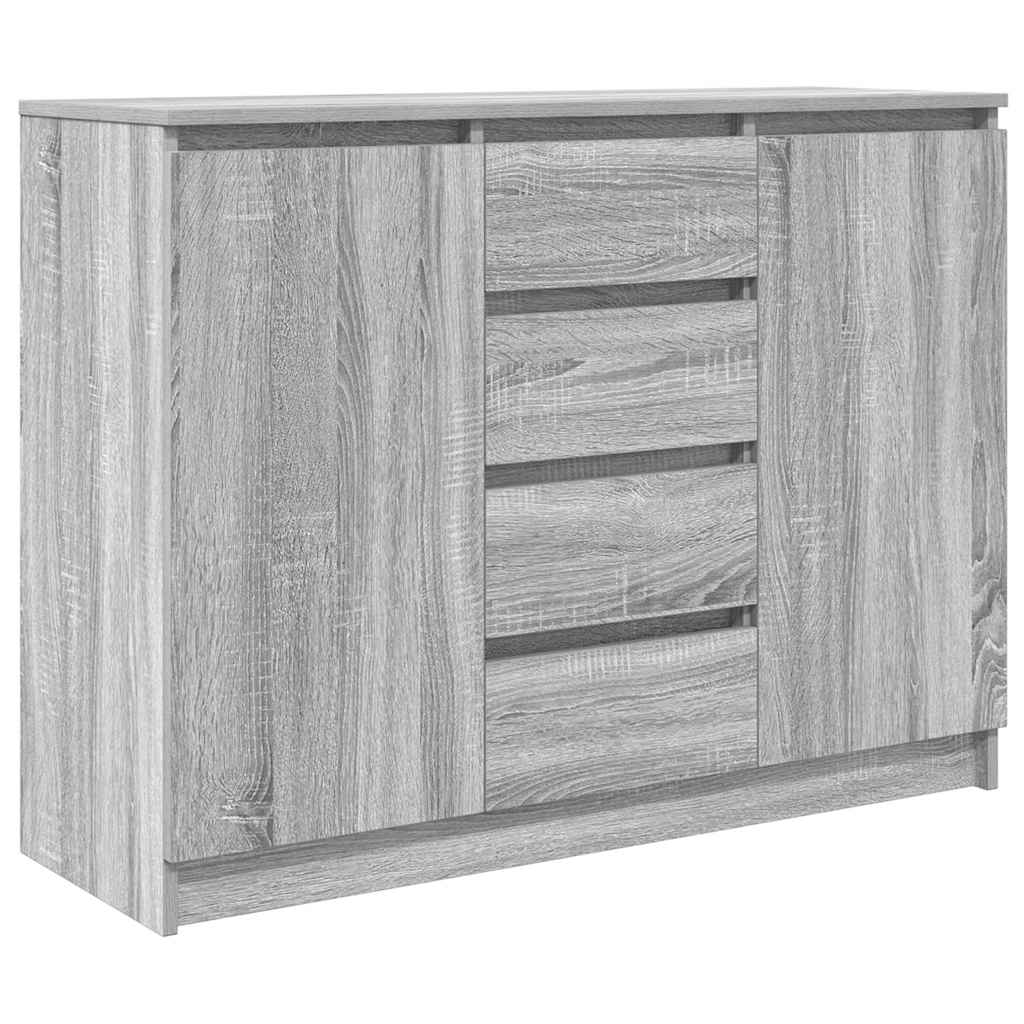 skænk med skuffer 100,5x35x76 cm konstrueret træ grå sonoma-eg