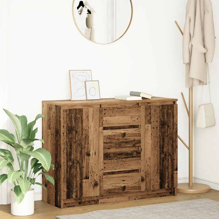 skænk med skuffer 100,5x35x76 cm konstrueret træ antikt træ