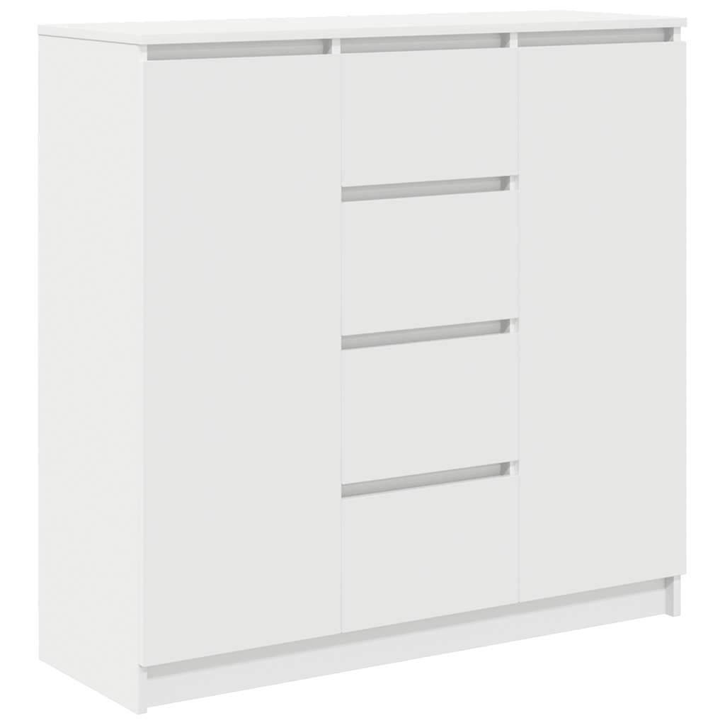 skænk med skuffer 100,5x35x98,5 cm konstrueret træ hvid
