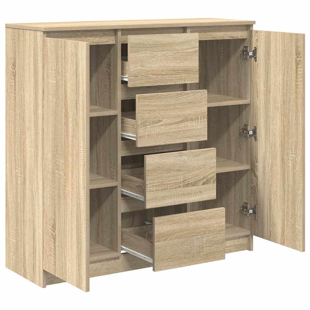skænk med skuffer 100,5x35x98,5 cm konstrueret træ sonoma-eg