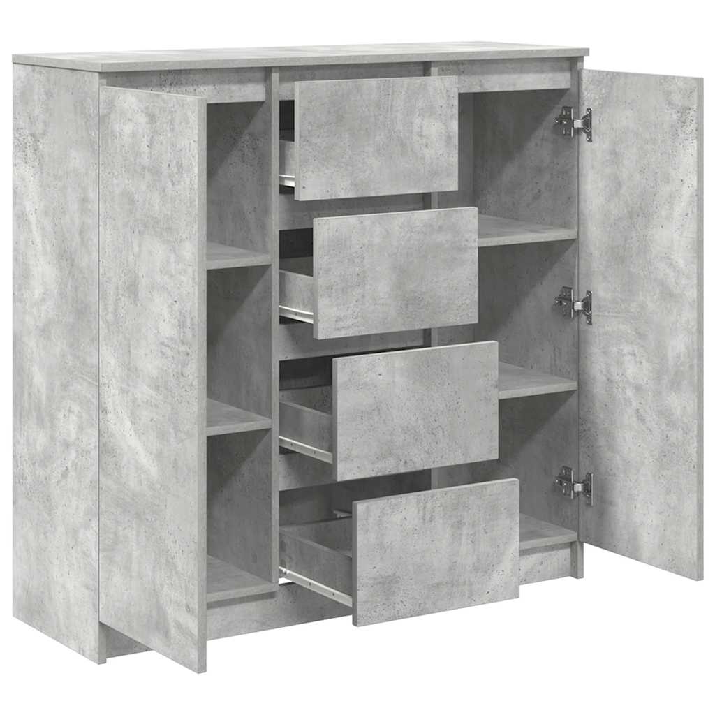 skænk med skuffer 100,5x35x98,5 cm konstrueret træ betongrå