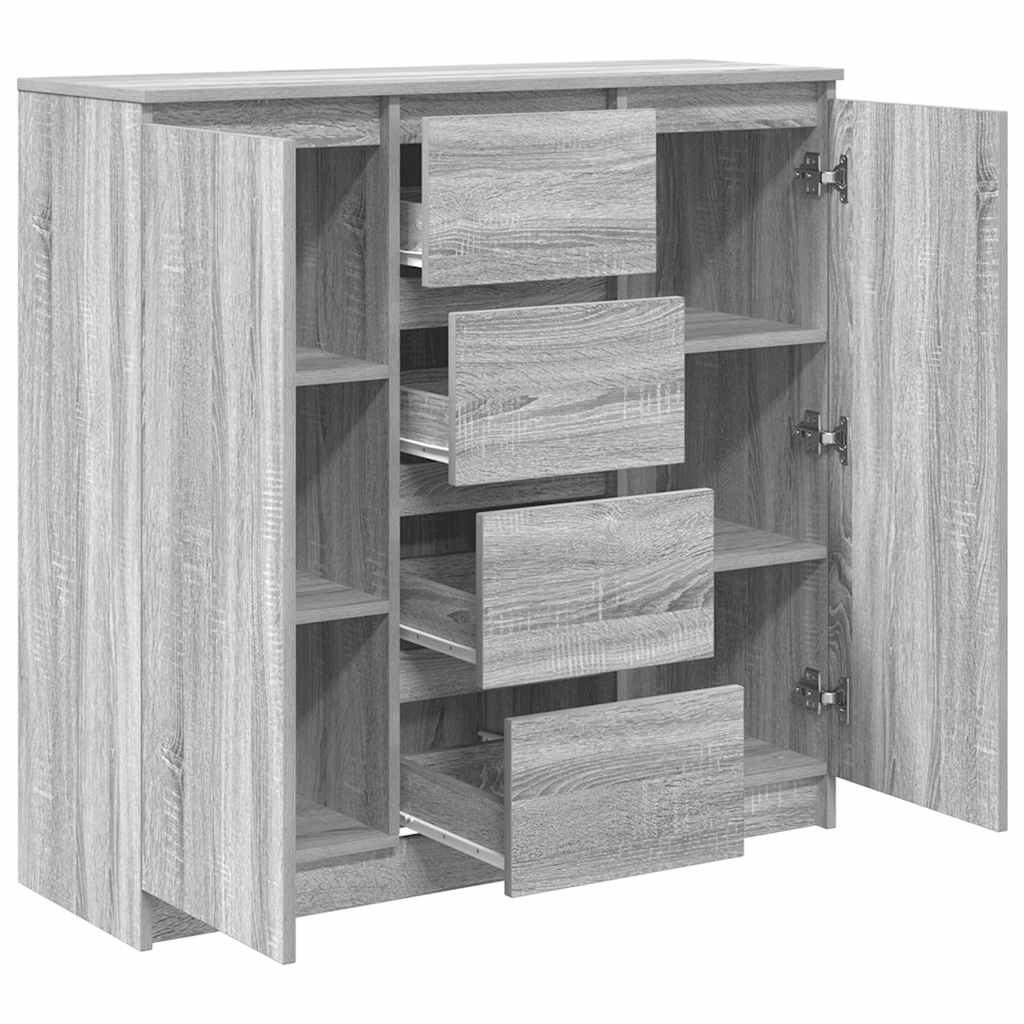 skænk med skuffer 100,5x35x98,5cm konstrueret træ grå sonoma-eg
