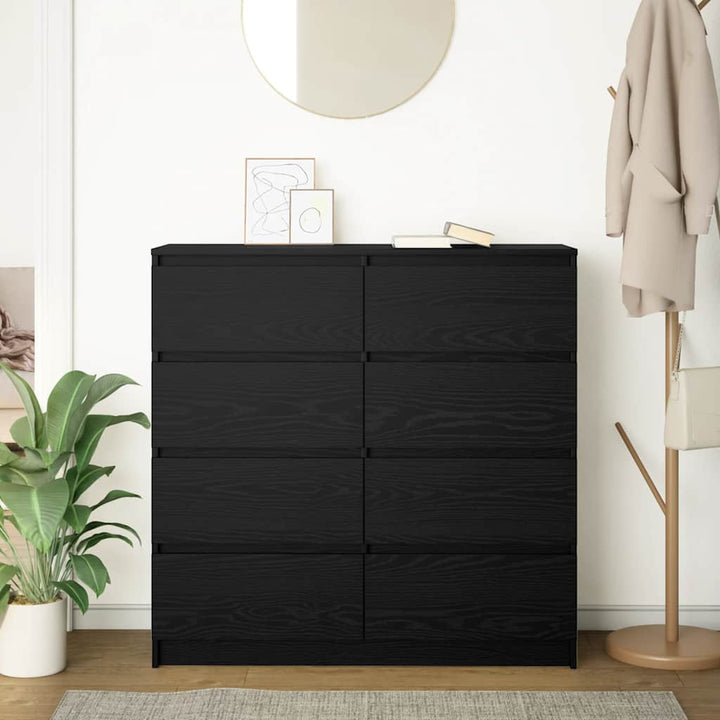 skænk 100x35x99 cm konstrueret træ sort egetræsfarve