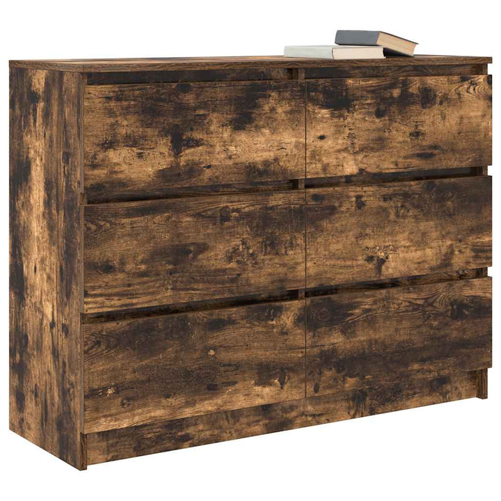 skænk 100x35x76 cm konstrueret træ røget egetræsfarve