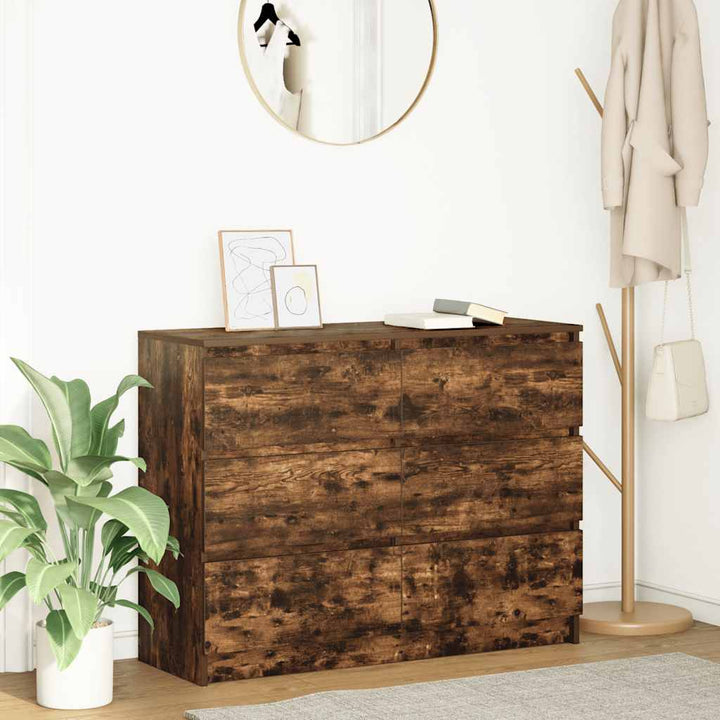 skænk 100x35x76 cm konstrueret træ røget egetræsfarve