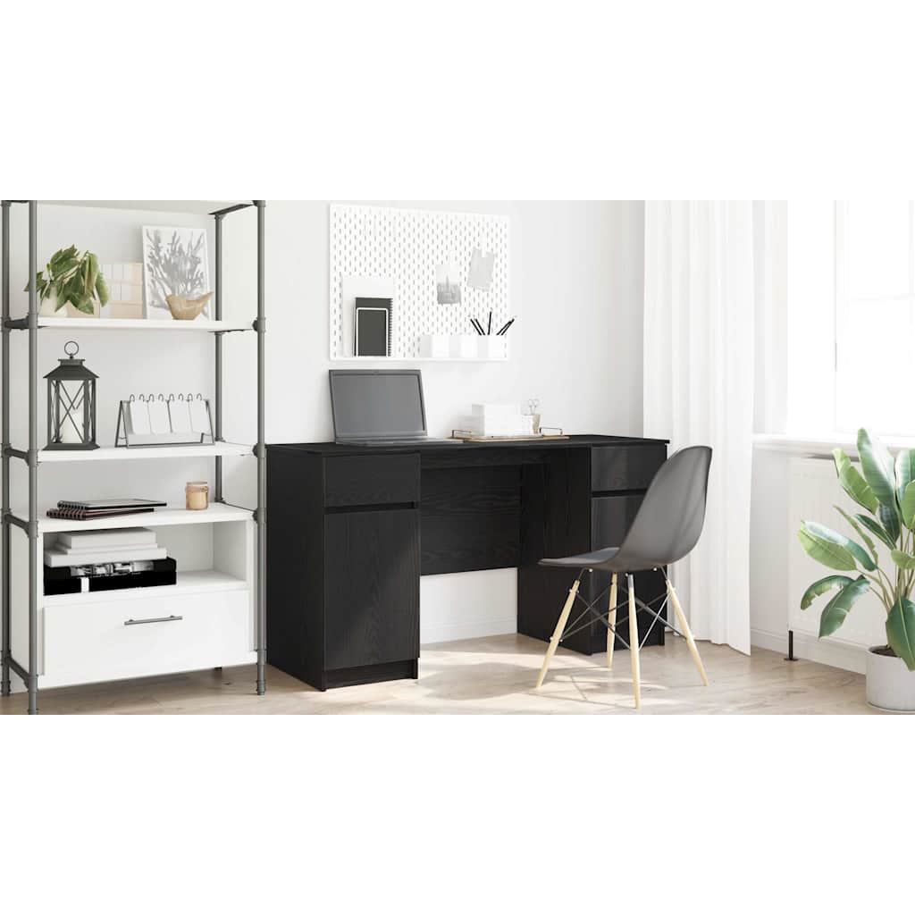 Bord med skuffe Sort eg 140 x 49 x 76 cm Konstrueret træ