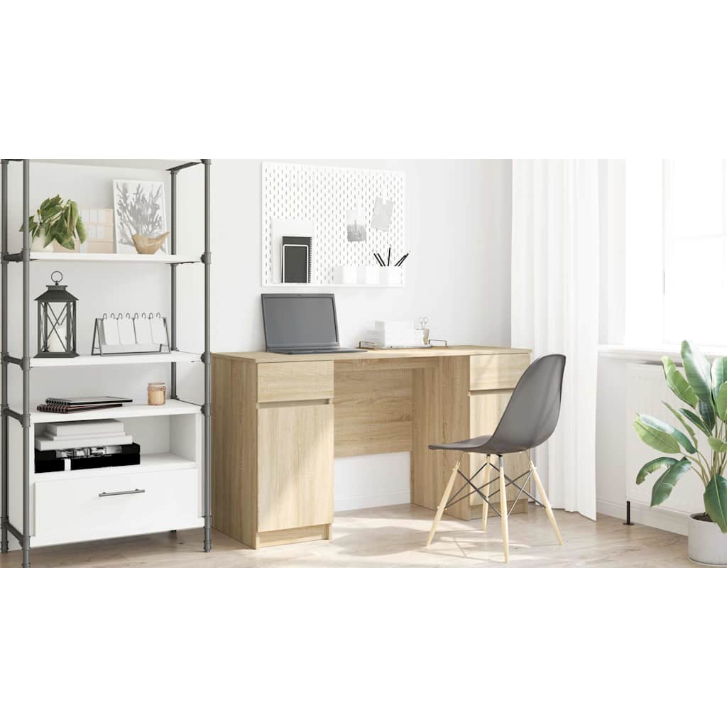 Bord med skuffe Sonoma-eg 140 x 49 x 76 cm Konstrueret træ