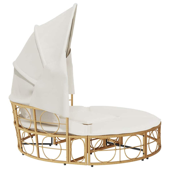 udendørs loungeseng med tag og hynder polyrattan