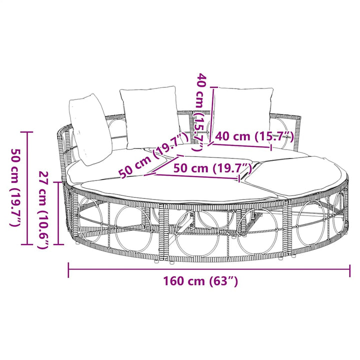 udendørs loungeseng uden tag polyrattan