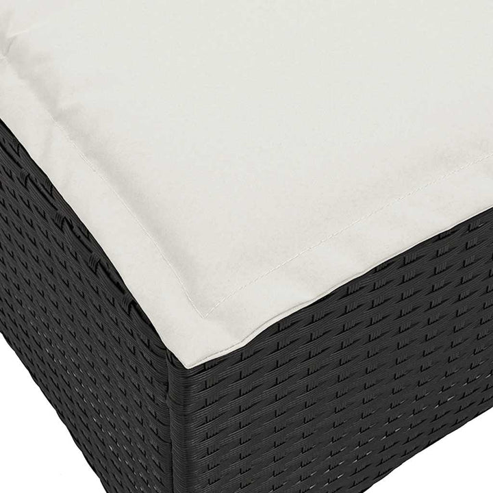 loungestol med hynder og lænefunktion L-formet polyrattan sort