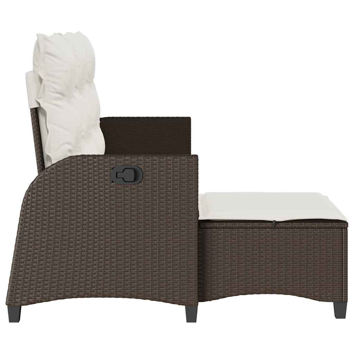 loungestol med hynder og lænefunktion L-formet polyrattan brun