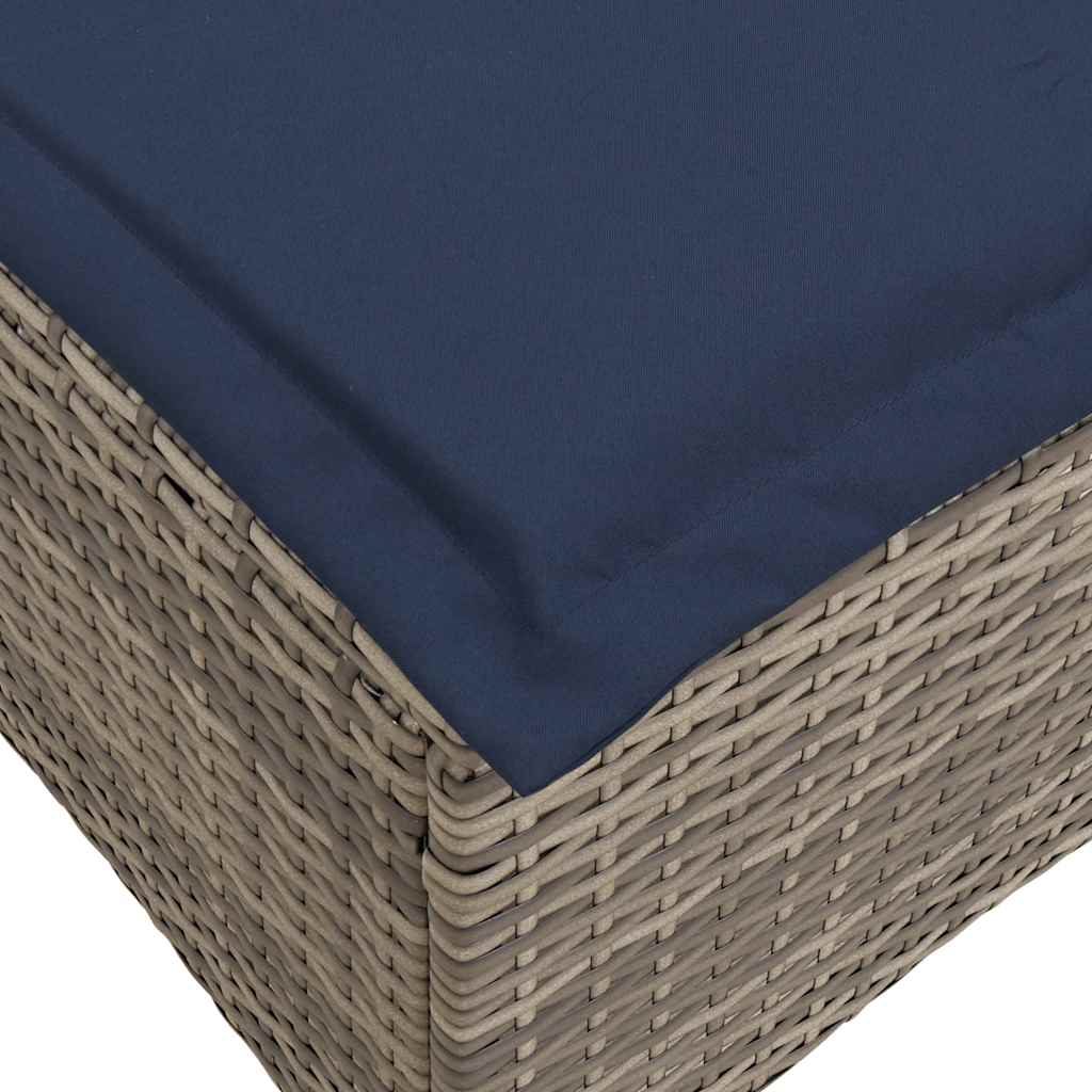 loungestol med hynder og lænefunktion L-formet polyrattan grå