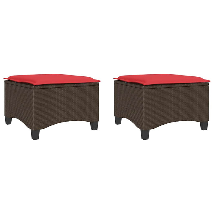 havestole med hynder 2 stk. 55x55x36 cm polyrattan brun