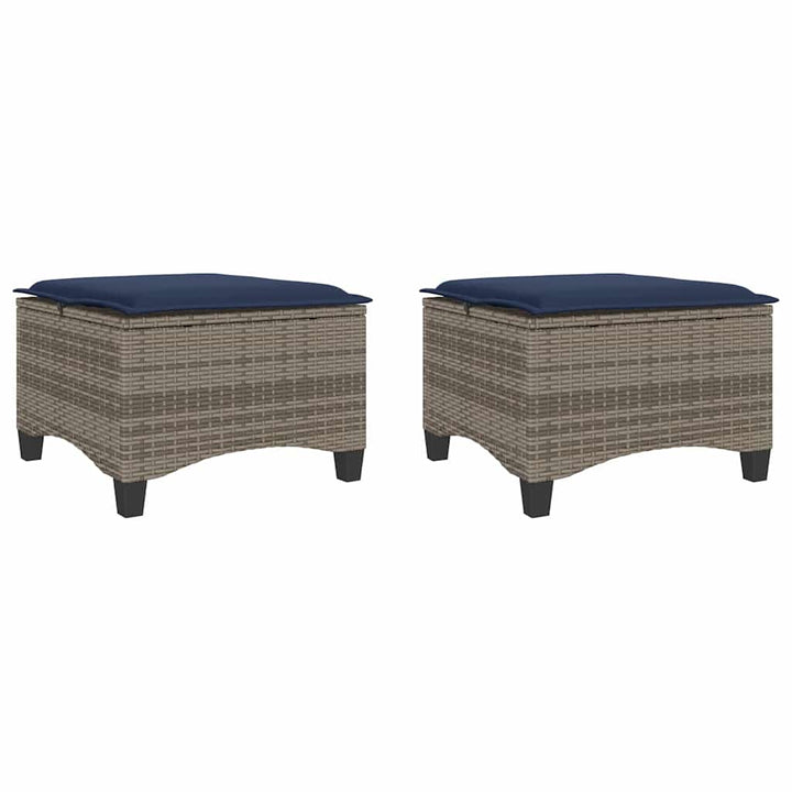 havestole med hynder 2 stk. 55x55x36 cm polyrattan grå