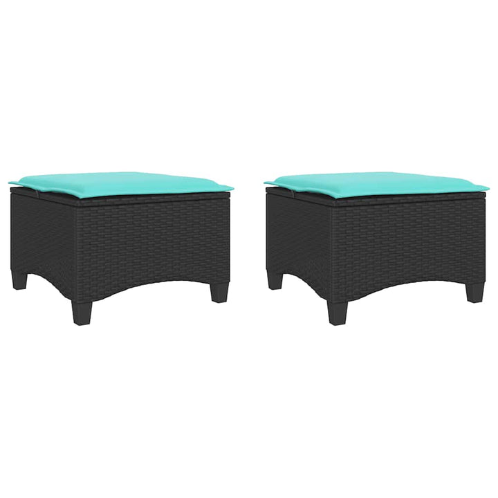 havestole med hynder 2 stk. 55x55x36 cm polyrattan sort